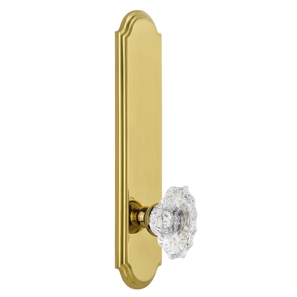 Grandeur by Nostalgic Warehouse ARCBIA Arc Tall Plate Privacy with Biarritz Knob in Lifetime Brass